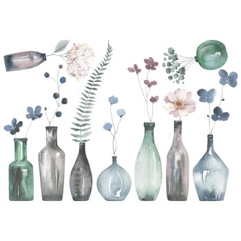 Flowers in Bottles αυτοκόλλητα τοίχου (44241)