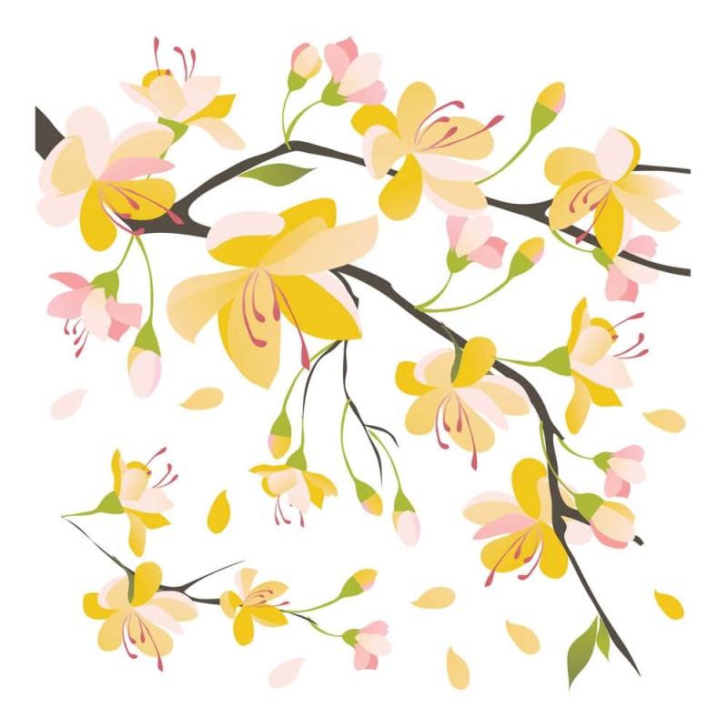 Yellow Branch αυτοκόλλητα τοίχου βινυλίου (54107)