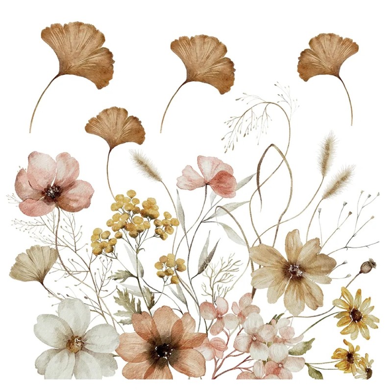 Beige Field Flowers αυτοκόλλητα τοίχου (54123)