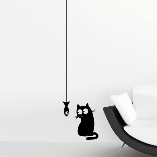 Cat & Fish αυτοκόλλητα τοίχου βινυλίου S (59159)