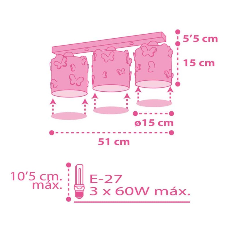 Butterfly τρίφωτο παιδικό οροφής (62143)