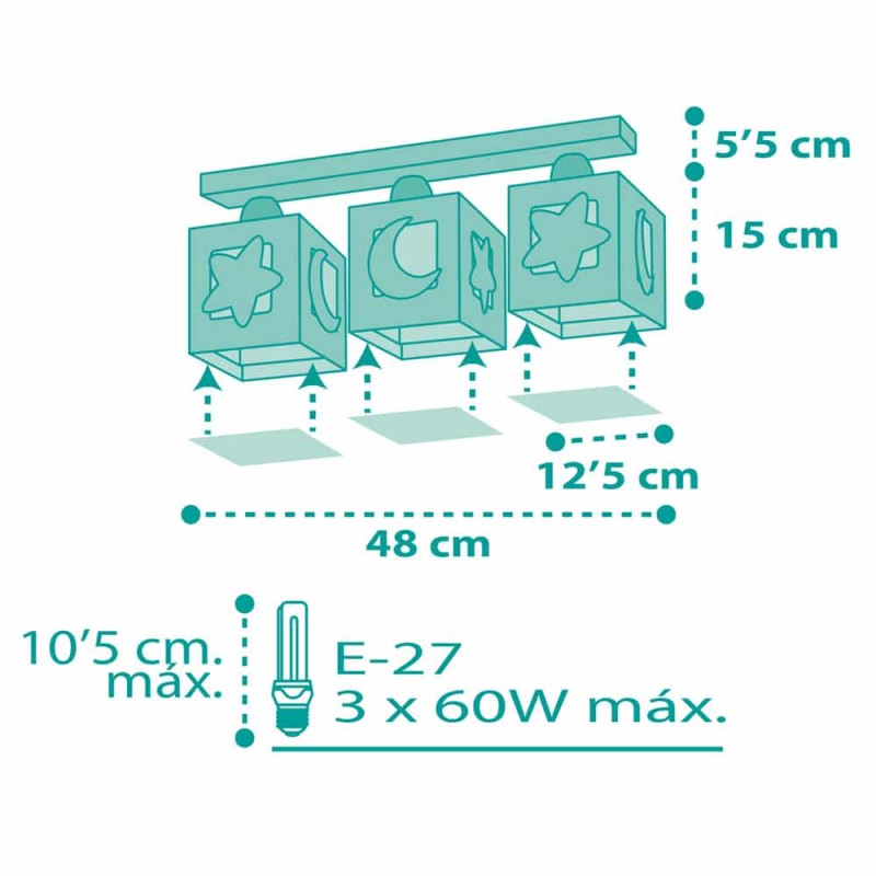 MoonLight Green τρίφωτο οροφής ράγας (63233NH)