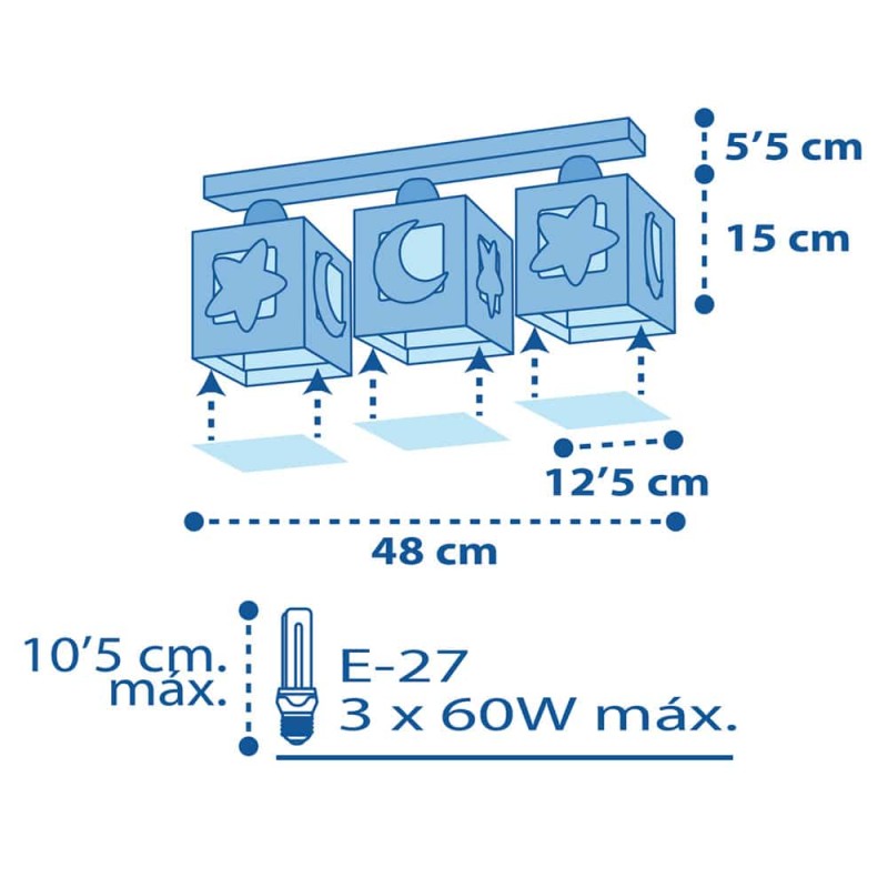 MoonLight Blue τρίφωτο οροφής ράγας (63233NT)