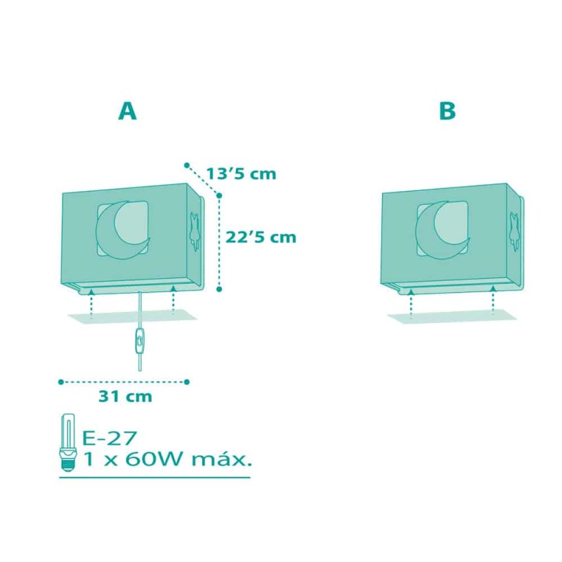 MoonLight Green απλίκα τοίχου διπλού τοιχώματος (63238[H])
