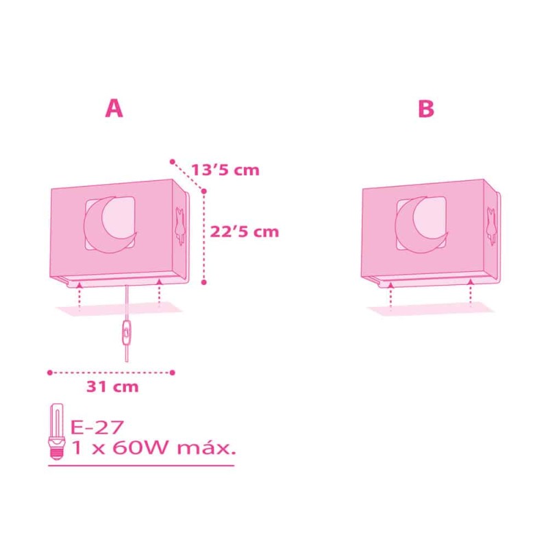 MoonLight Pink απλίκα τοίχου διπλού τοιχώματος (63238[S])