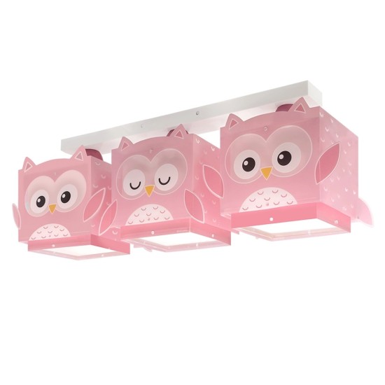 Little Pink Owl τρίφωτο φωτιστικό (64483)