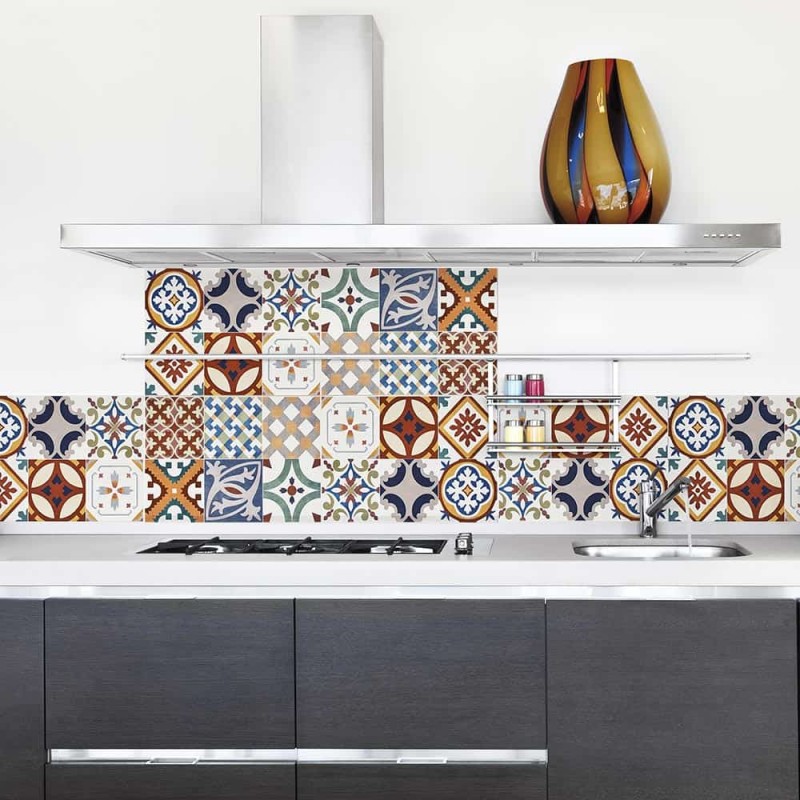 Red Tiles μπορντούρα προστασίας τοίχων κουζίνας (67114)