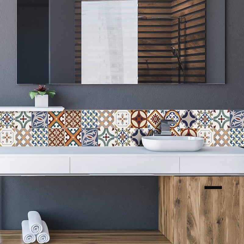 Red Tiles μπορντούρα προστασίας τοίχων κουζίνας (67114)