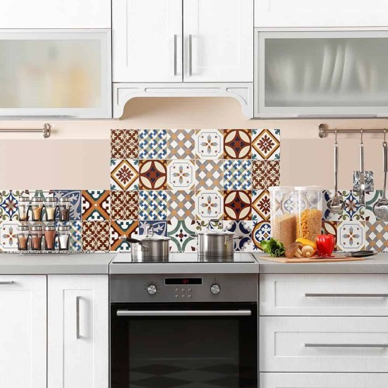 Red Tiles μπορντούρα προστασίας τοίχων κουζίνας (67114)