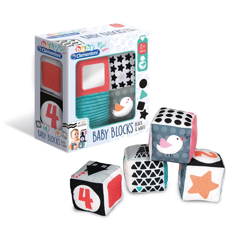 Baby Clementoni For You Βρεφικό Παιχνίδι Μαλακοί Κύβοι Λευκό Και Μαύρο Για 0+ Μηνών