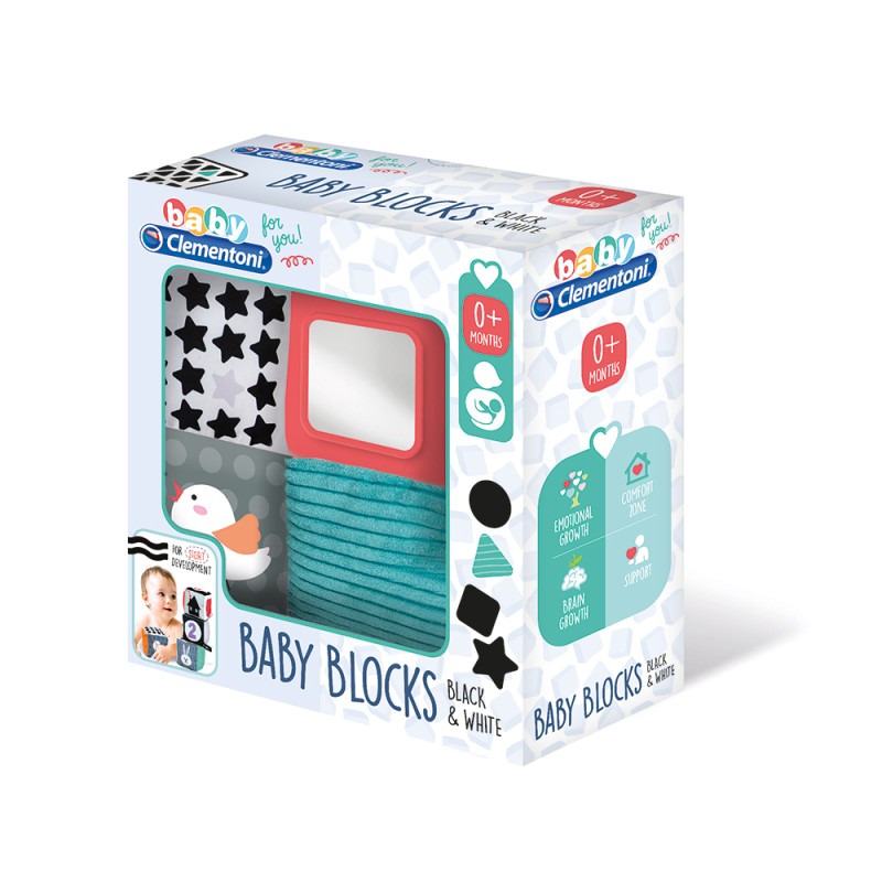 Baby Clementoni For You Βρεφικό Παιχνίδι Μαλακοί Κύβοι Λευκό Και Μαύρο Για 0+ Μηνών