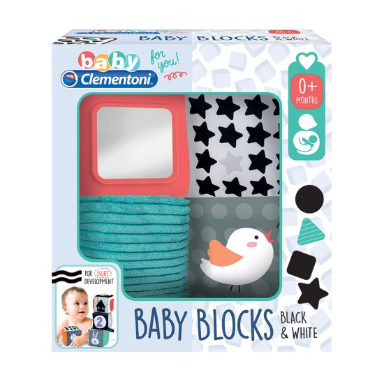Baby Clementoni For You Βρεφικό Παιχνίδι Μαλακοί Κύβοι Λευκό Και Μαύρο Για 0+ Μηνών