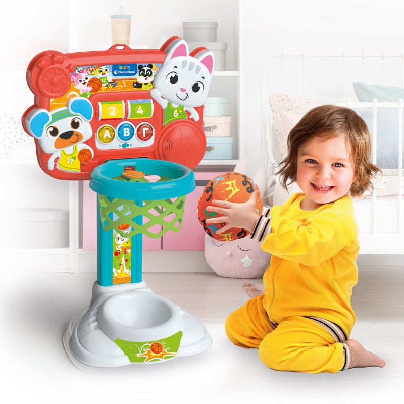 Baby Clementoni Βρεφικό Εκπαιδευτικό Παιχνίδι Μπασκετάκιας Με Μπάλα Για 18+ Μηνών