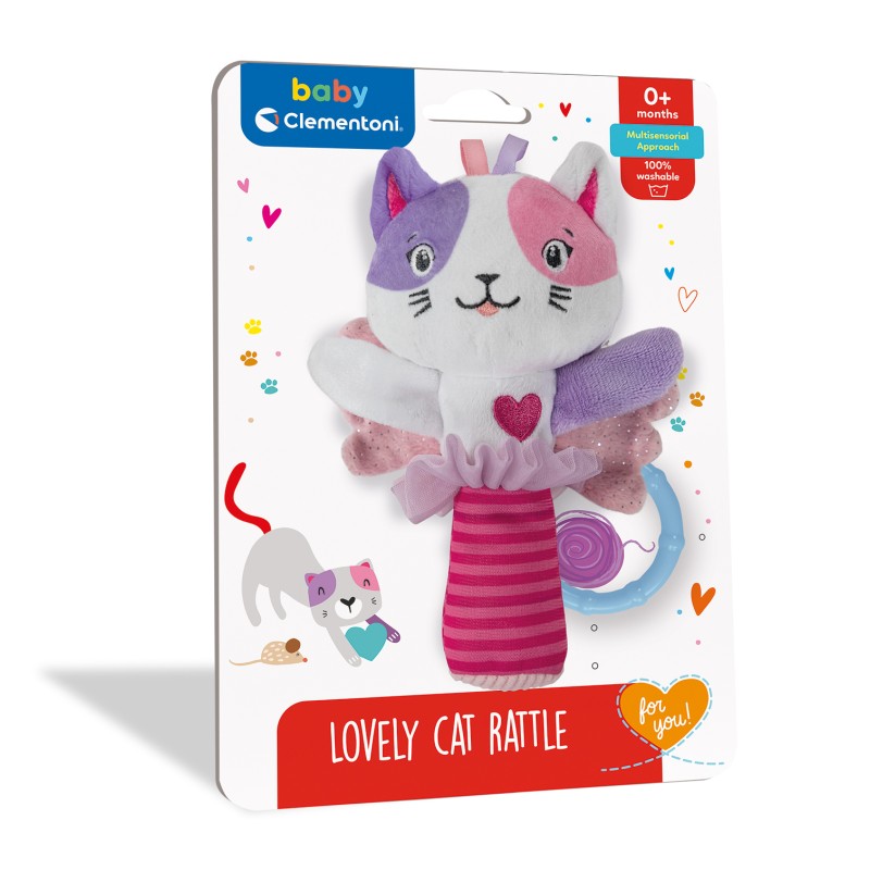 Baby Clementoni For You Βρεφικό Παιχνίδι Κουδουνίστρα Μαλακή Γατούλα Για 0+ Μηνών