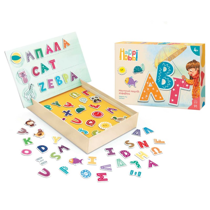 HappiHobbi Αλφαβήτα 91 Εκπαιδευτικοί Χάρτινοι Μαγνήτες Για 4+ Χρονών