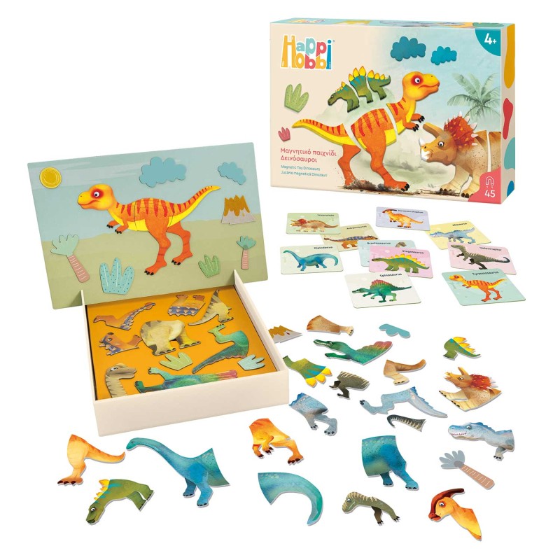 HappiHobbi Δεινόσαυροι 45 Εκπαιδευτικοί Χάρτινοι Μαγνήτες Για 4+ Χρονών