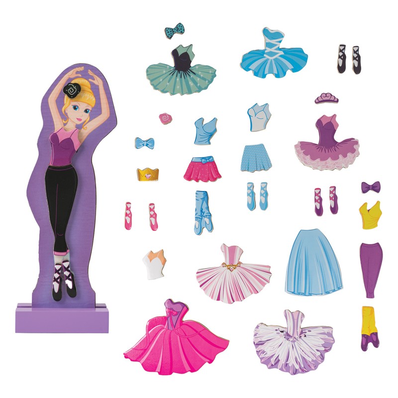 HappiHobbi Magnet Sweet Ballerina Dress-Up 35 Εκπαιδευτικοί Ξύλινοι Μαγνήτες Για 3+ Χρονών