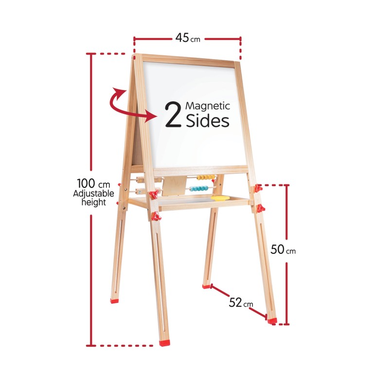 HappiHobbi Magnet Ξύλινος Μαγνητικός Επιδαπέδιος Πίνακας 2 Όψεων Για 3+ Χρονών