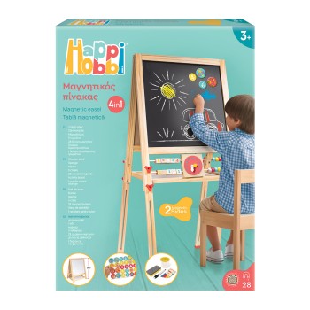 HappiHobbi Magnet Ξύλινος Μαγνητικός Επιδαπέδιος Πίνακας 2 Όψεων Για 3+ Χρονών