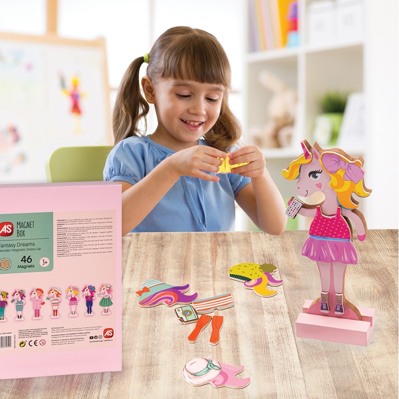 AS Magnet Box Fantasy Dreams Dress-Up 46 Εκπαιδευτικοί Ξύλινοι Μαγνήτες Για 3+ Χρονών