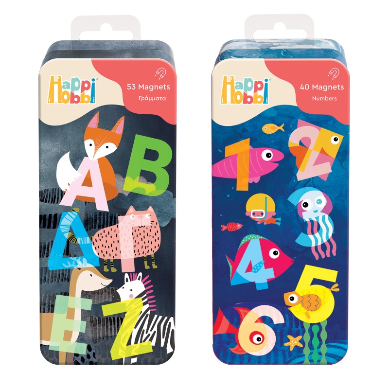 HappiHobbi Magnet Tin Γράμματα & Αριθμοί Εκπαιδευτικοί Χάρτινοι Μαγνήτες Για 3+ Χρονών