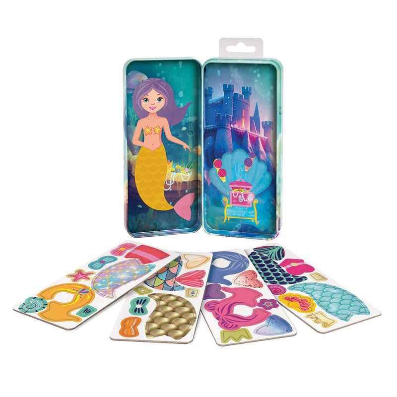 HappiHobbi Magnet Tins City Heroes - Fashion Girl - Mermaid Princess Εκπαιδευτικοί Χάρτινοι Μαγνήτες