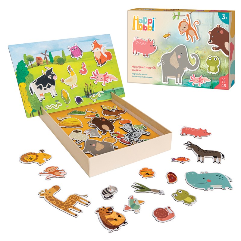 HappiHobbi Ζωάκια 45 Εκπαιδευτικοί Χάρτινοι Μαγνήτες Για 3+ Χρονών