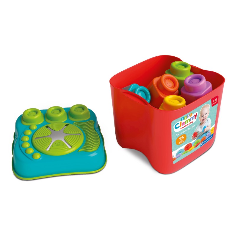 Soft Clemmy Αισθητηριακός Κουβάς Με 15 Μαλακά Premium Τουβλάκια Για 6-36 Μηνών