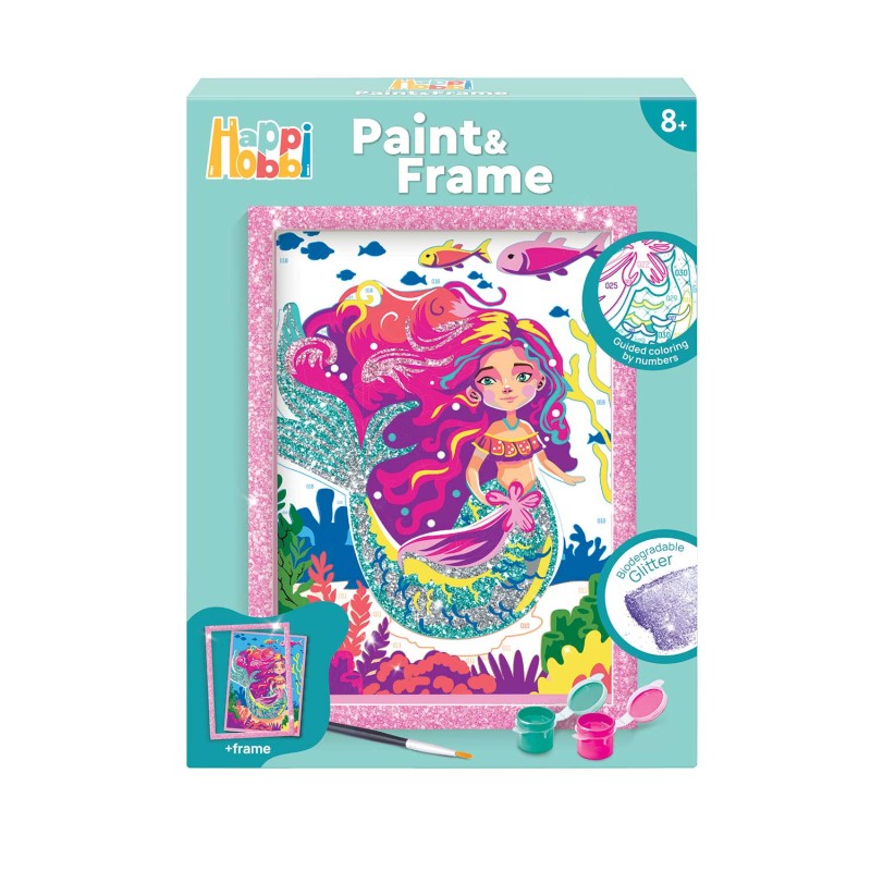 HappiHobbi Paint & Frame Paint by Numbers Mythical Mermaid Για Ηλικίες 8+ Χρονών