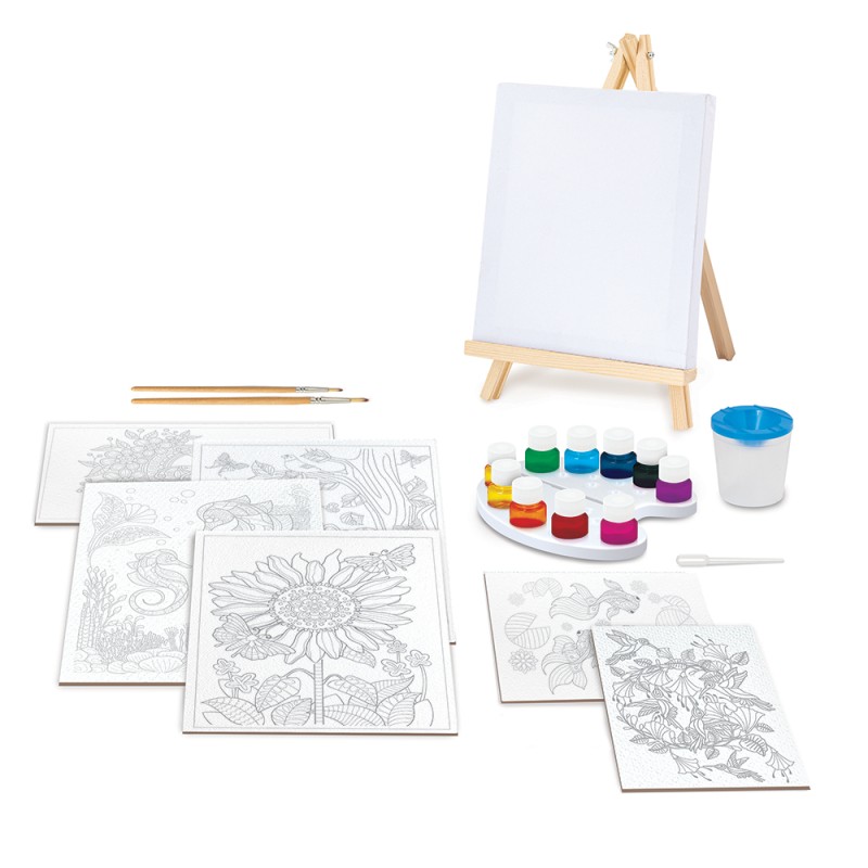 HappiHobbi Εργαστήριο Ζωγραφικής Χρώματα Ακουαρέλας Σετ Ζωγραφικής Με Ξύλινο Καβαλέτο Για 7+ Χρονών