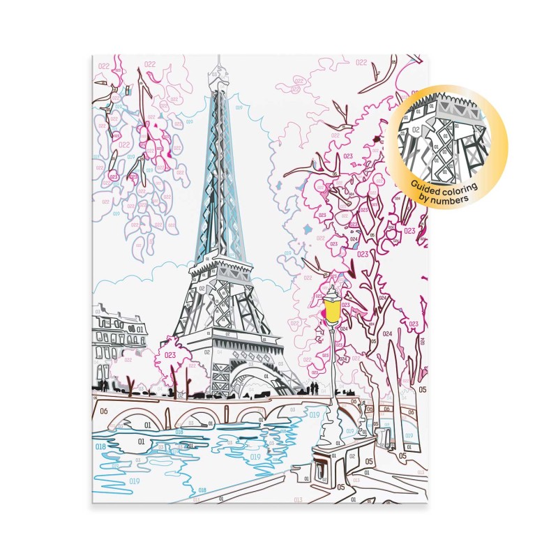 HappiHobbi Paint & Frame Paint by Numbers Spring Paris Για Ηλικίες 12+ Χρονών
