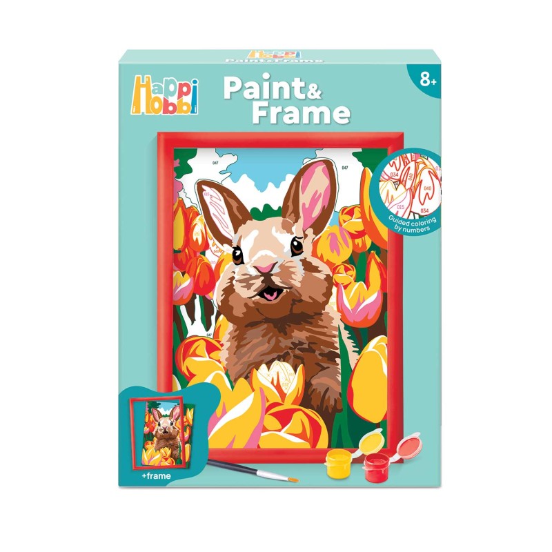 HappiHobbi Paint & Frame Paint by Numbers Cheerful Bunny Για Ηλικίες 8+ Χρονών