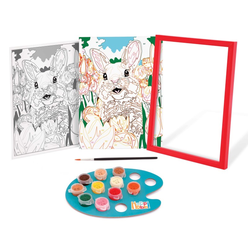HappiHobbi Paint & Frame Paint by Numbers Cheerful Bunny Για Ηλικίες 8+ Χρονών