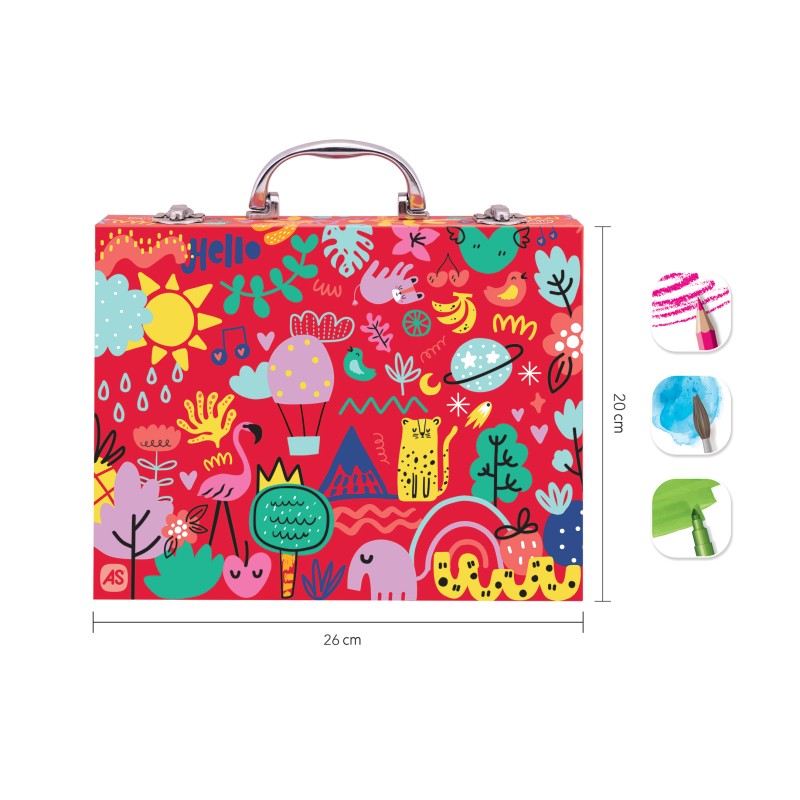 HappiHobbi Κασετίνα Ζωγραφικής Ξύλινη Deluxe My World Με 50 Αξεσουάρ Για 3+ Χρονών