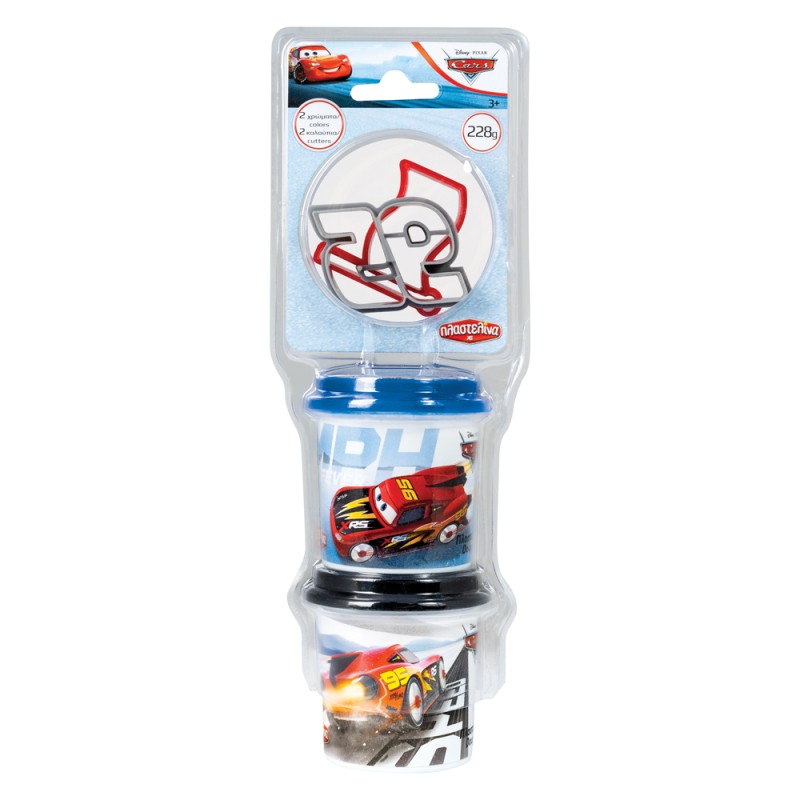 AS Πλαστελίνη Disney Cars 2 Βαζάκια Με Καπάκια Καλουπάκια Και 2 Κόφτες 228gr Για 3+ Χρονών