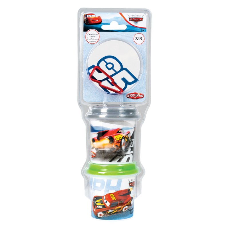 AS Πλαστελίνη Disney Cars 2 Βαζάκια Με Καπάκια Καλουπάκια Και 2 Κόφτες 228gr Για 3+ Χρονών