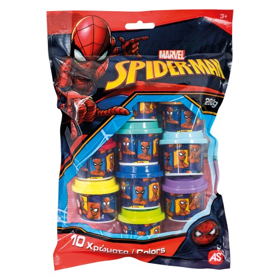 AS Πλαστελίνη Marvel Spiderman Σακουλάκι Με 10 Βαζάκια Και Καπάκια Καλουπάκια 280gr Για 3+ Χρονών AS Πλαστελίνη Marvel Spiderman Σακουλάκι Με 10 Βαζάκια Και Καπάκια Καλουπάκια 280gr Για 3+ Χρονών
