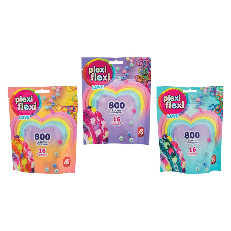 AS Plexi Flexi Love Σακουλάκι Με 800 Λαστιχάκια & 16 Αξεσουάρ Για Ηλικίες 5+ Χρονών