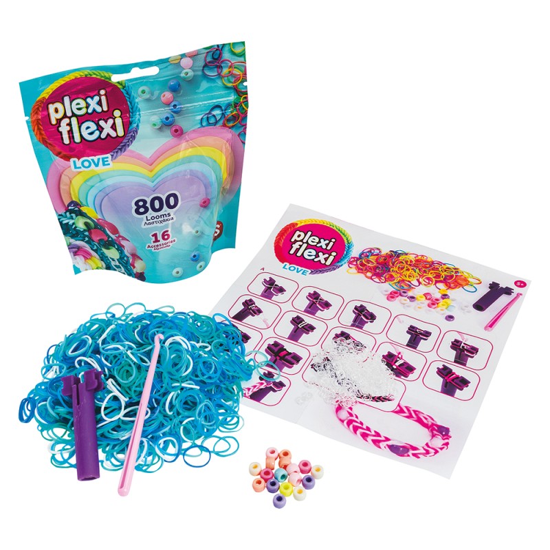 AS Plexi Flexi Love Σακουλάκι Με 800 Λαστιχάκια & 16 Αξεσουάρ Για Ηλικίες 5+ Χρονών