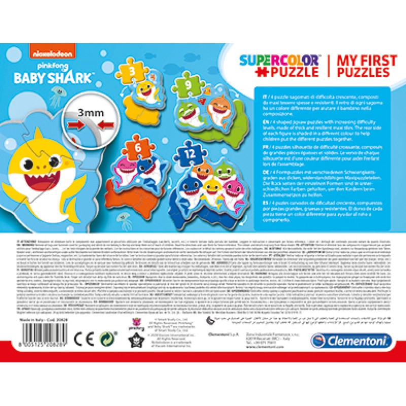 Clementoni Παιδικό Παζλ My First Puzzles Baby Shark 3 - 6 - 9 - 12 τμχ