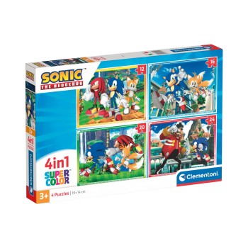 Clementoni Παιδικό Παζλ 4 in 1 Super Color Sonic 12-16-20-24 τμχ