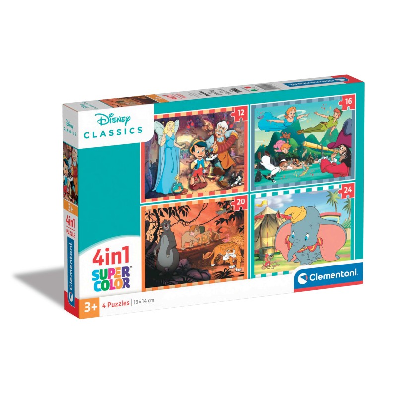 Clementoni Παιδικό Παζλ 4 in 1 Super Color Disney Classic 12-16-20-24 τμχ