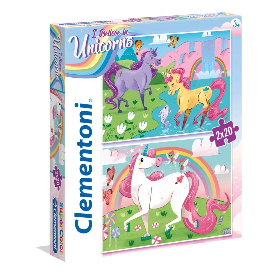 Clementoni Παιδικό Παζλ Super Color I Believe In Unicorns 2x20 τμχ Clementoni Παιδικό Παζλ Super Color I Believe In Unicorns 2x20 τμχ
