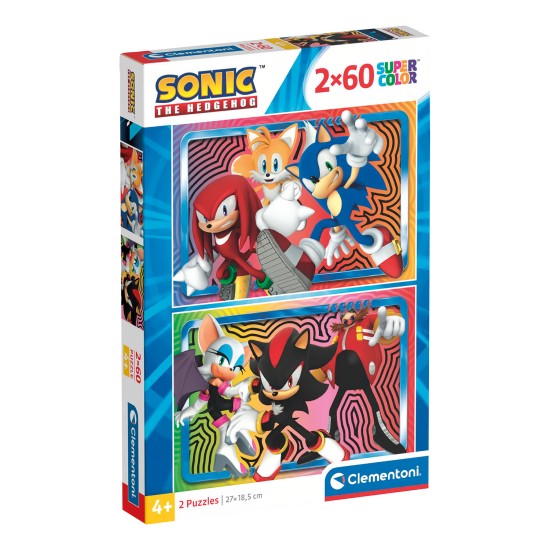 Clementoni Παιδικό Παζλ Super Color Sonic 2x60 τμχ