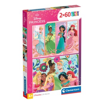 Clementoni Παιδικό Παζλ Super Color Disney Princess 2x60 τμχ