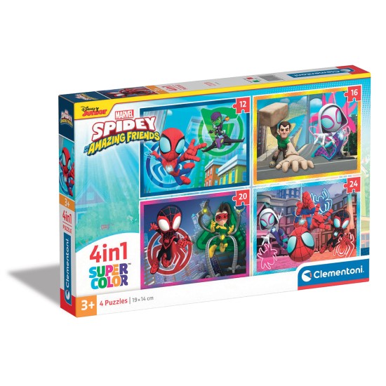 Clementoni Παιδικό Παζλ 4 in 1 Super Color Marvel Spidey Και Οι Απίθανοι Φίλοι Του 12-16-20-24 τμχ Clementoni Παιδικό Παζλ 4 in 1 Super Color Marvel Spidey Και Οι Απίθανοι Φίλοι Του 12-16-20-24 τμχ