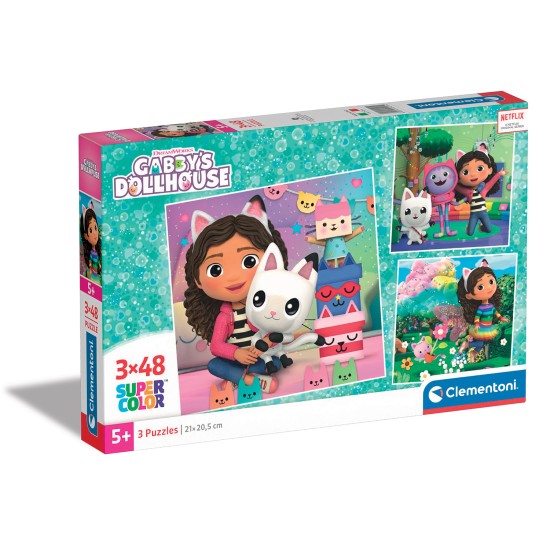 Clementoni Παιδικό Παζλ Super Color Gabbys Dollhouse 3x48 τμχ