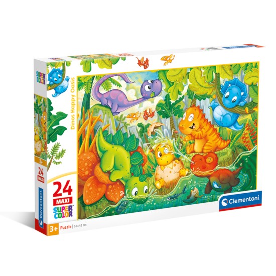 Clementoni Παιδικό Παζλ Maxi Super Color Dinos Happy Oasis 24 τμχ Clementoni Παιδικό Παζλ Maxi Super Color Dinos Happy Oasis 24 τμχ