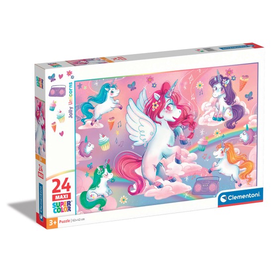 Clementoni Παιδικό Παζλ Maxi Super Color Jolly Unicorns 24 τμχ Clementoni Παιδικό Παζλ Maxi Super Color Jolly Unicorns 24 τμχ