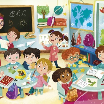 Clementoni Παιδικό Παζλ Maxi Super Color Η Τάξη Μου 104 τμχ